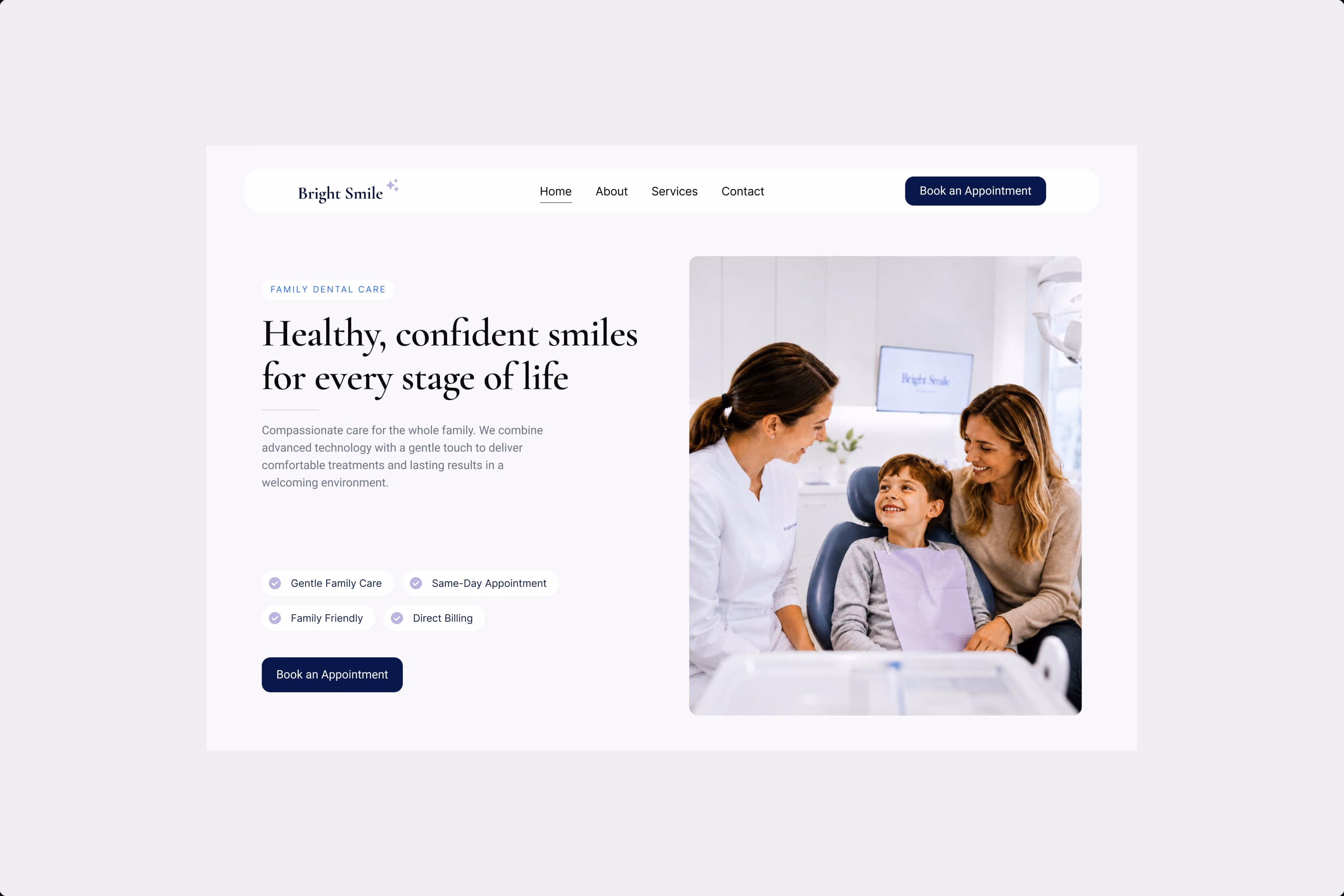Bright Smile Dental homepage preview