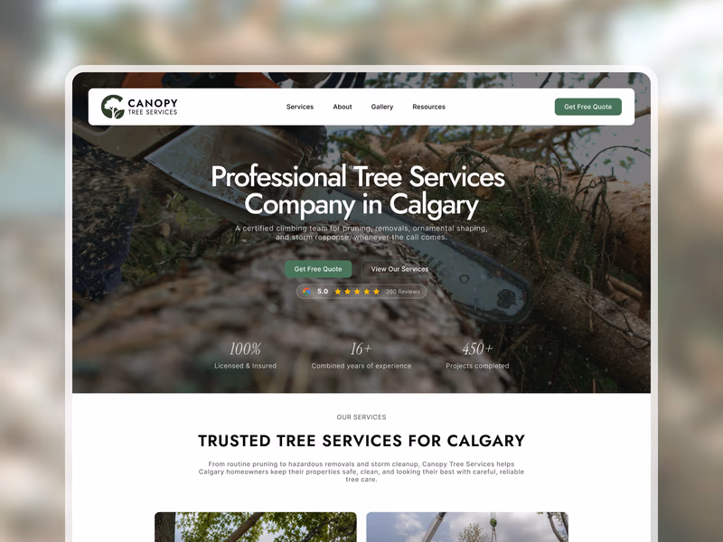 Canopy Tree Services homepage preview