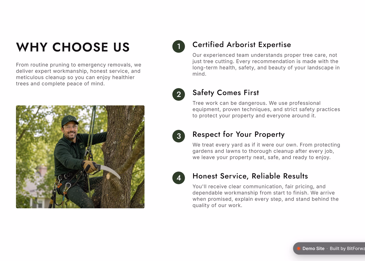 Canopy Tree Services why-choose-us and trust section