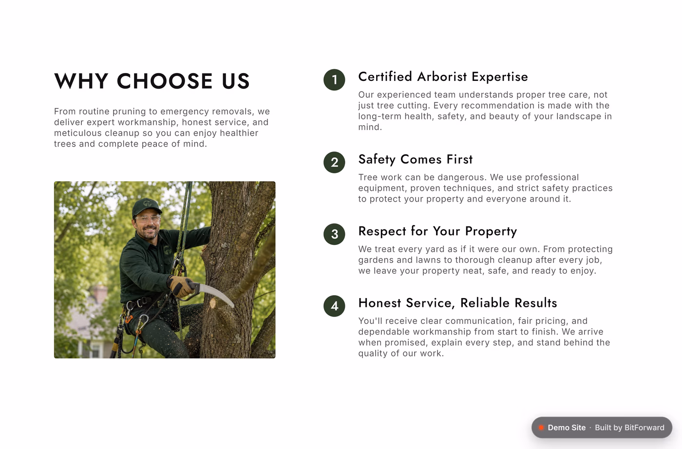 Canopy Tree Services why-choose-us and trust section