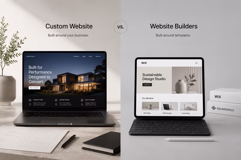 Comparison between a custom website and website builders like Wix and Squarespace