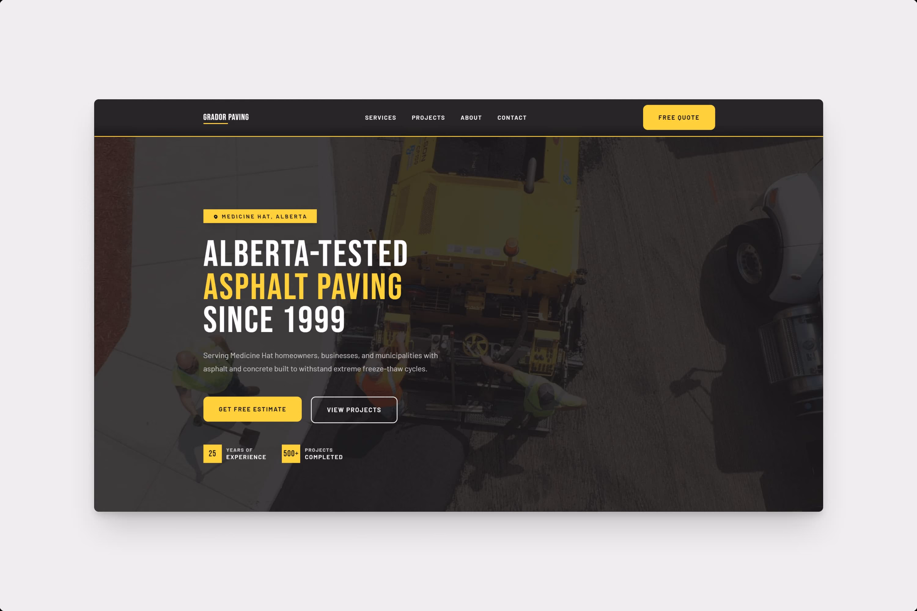 Grador Paving homepage preview