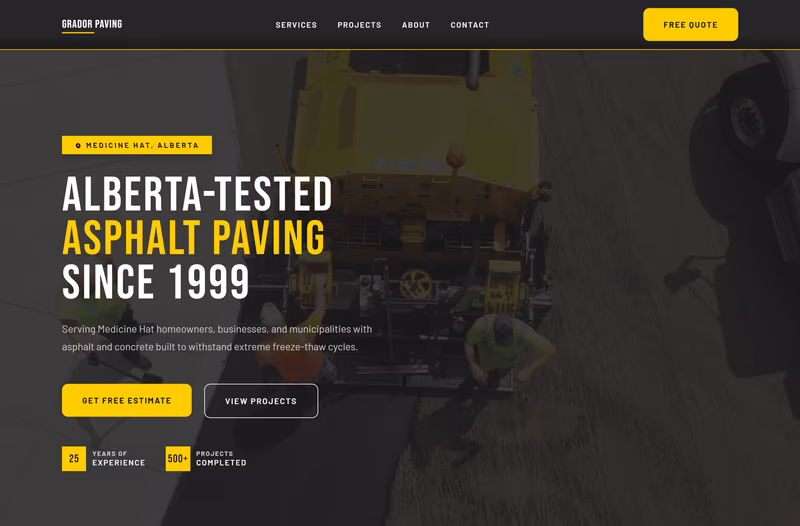 Grador Paving homepage preview