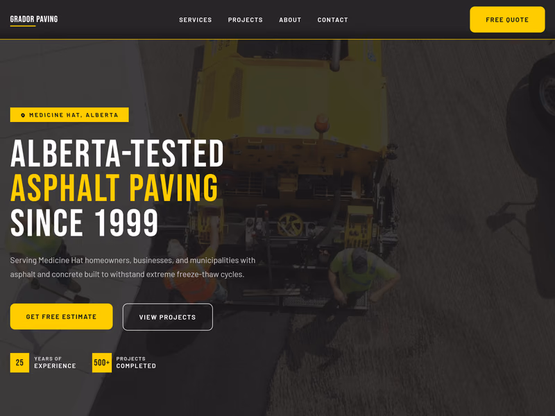 Grador Paving homepage preview