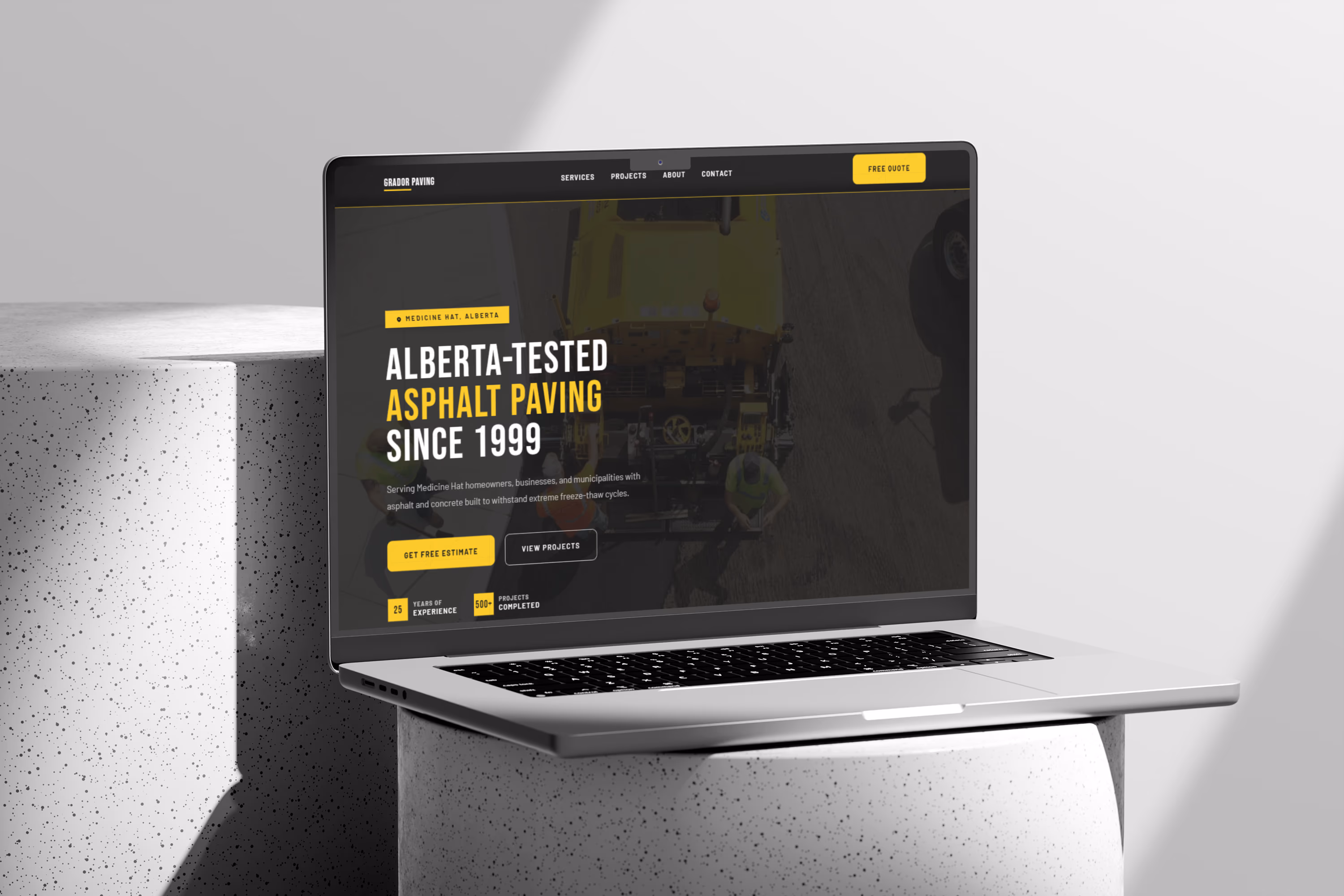 Grador Paving, home services website design by BitForward