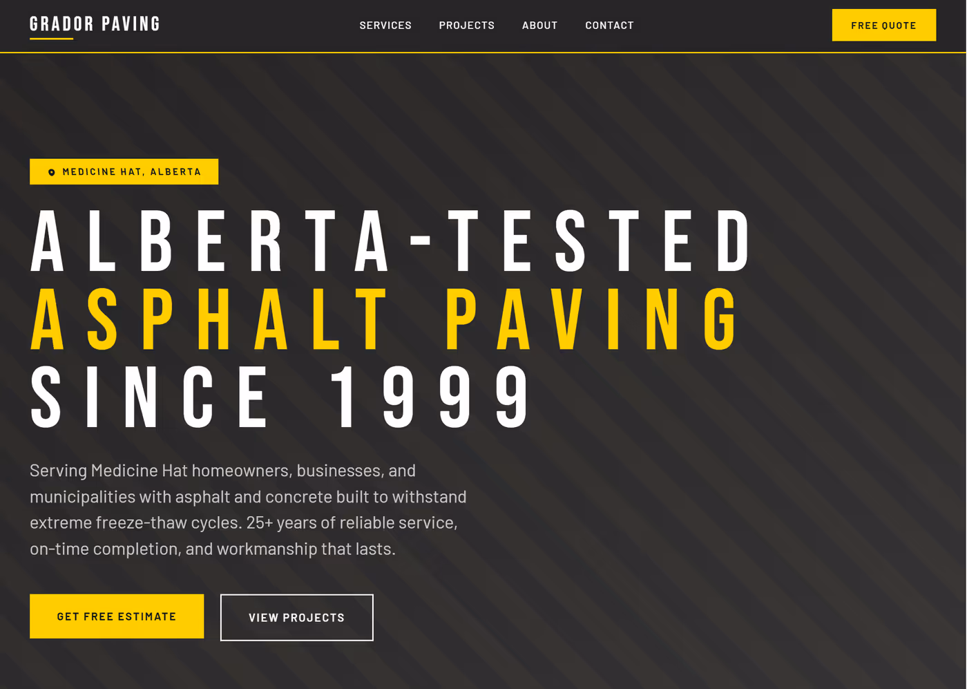 Grador Paving homepage preview