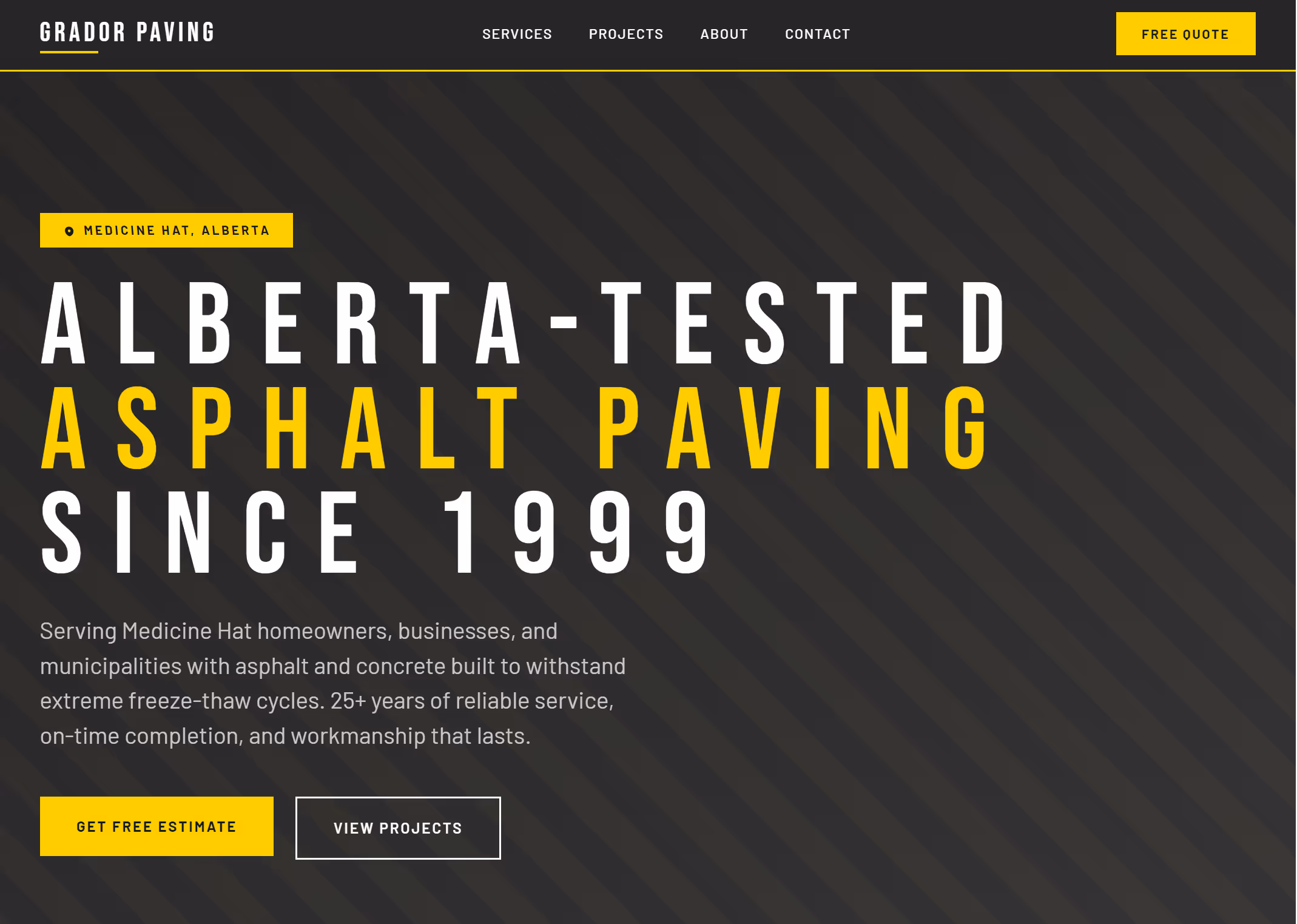 Grador Paving homepage preview