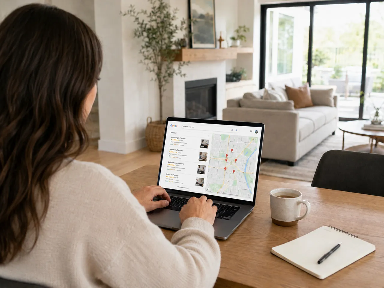 Local service professional meeting with client in office with laptop on desk