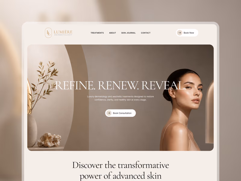 Lumière website homepage shown on a laptop screen