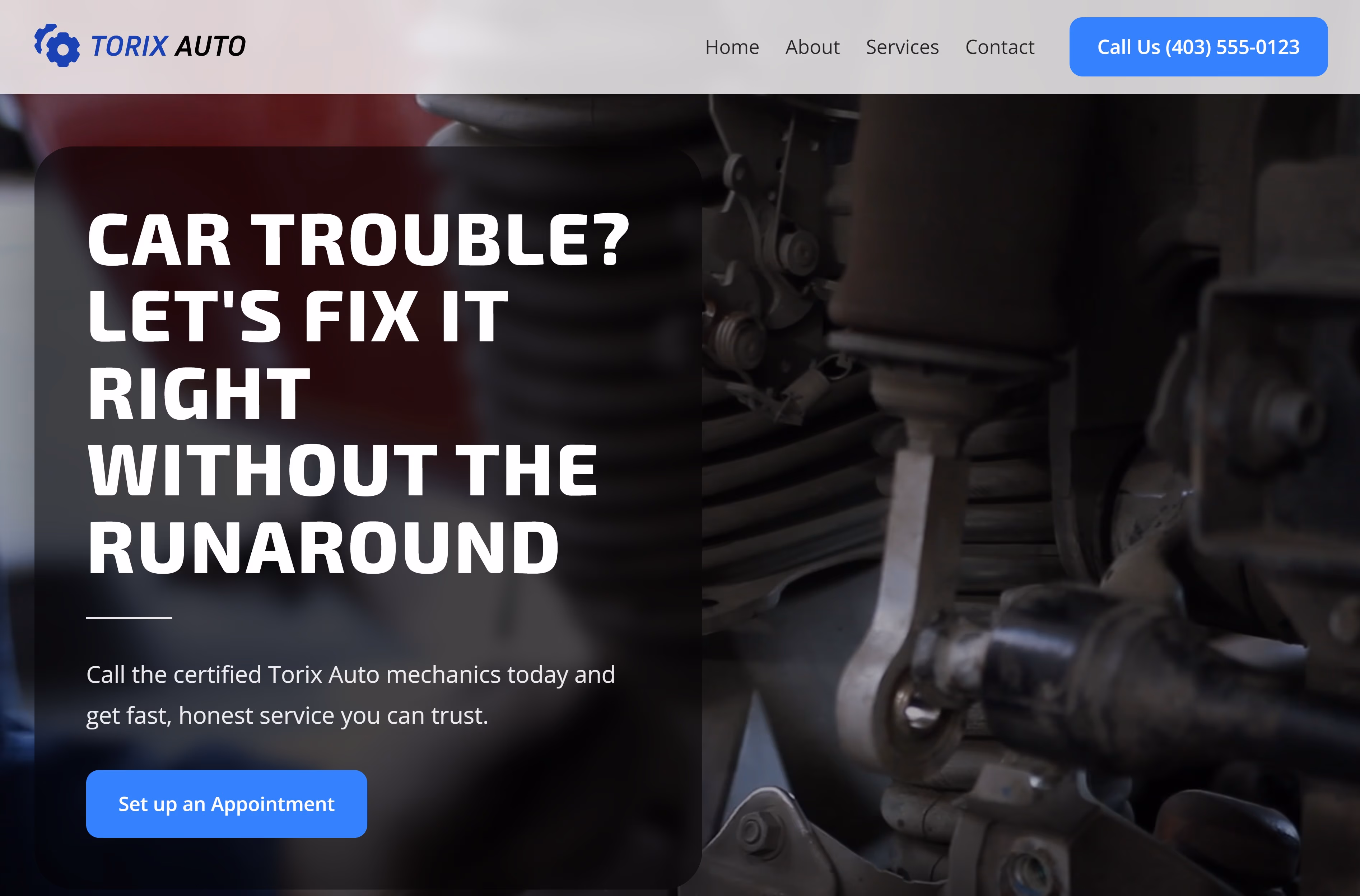Torix Auto homepage design preview