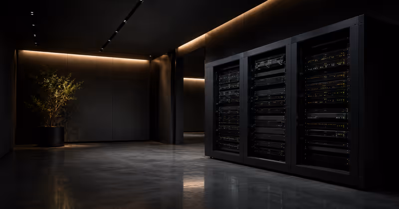 Server rack in a clean data center representing website hosting and maintenance infrastructure