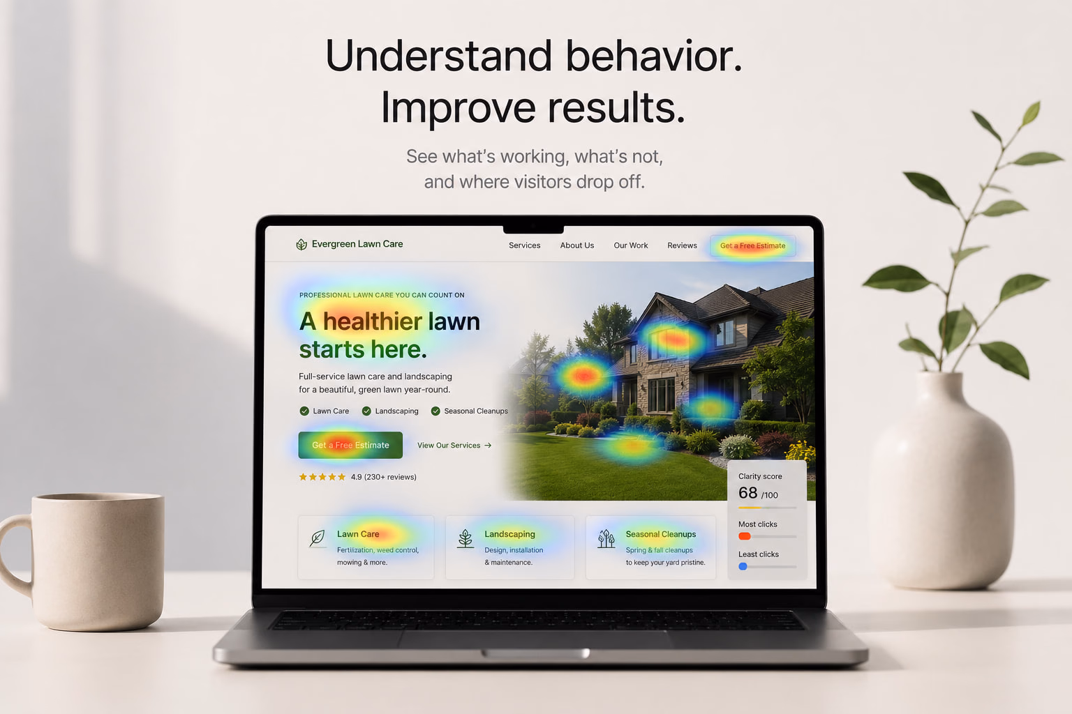 Modern design with heatmap insights on a laptop screen.