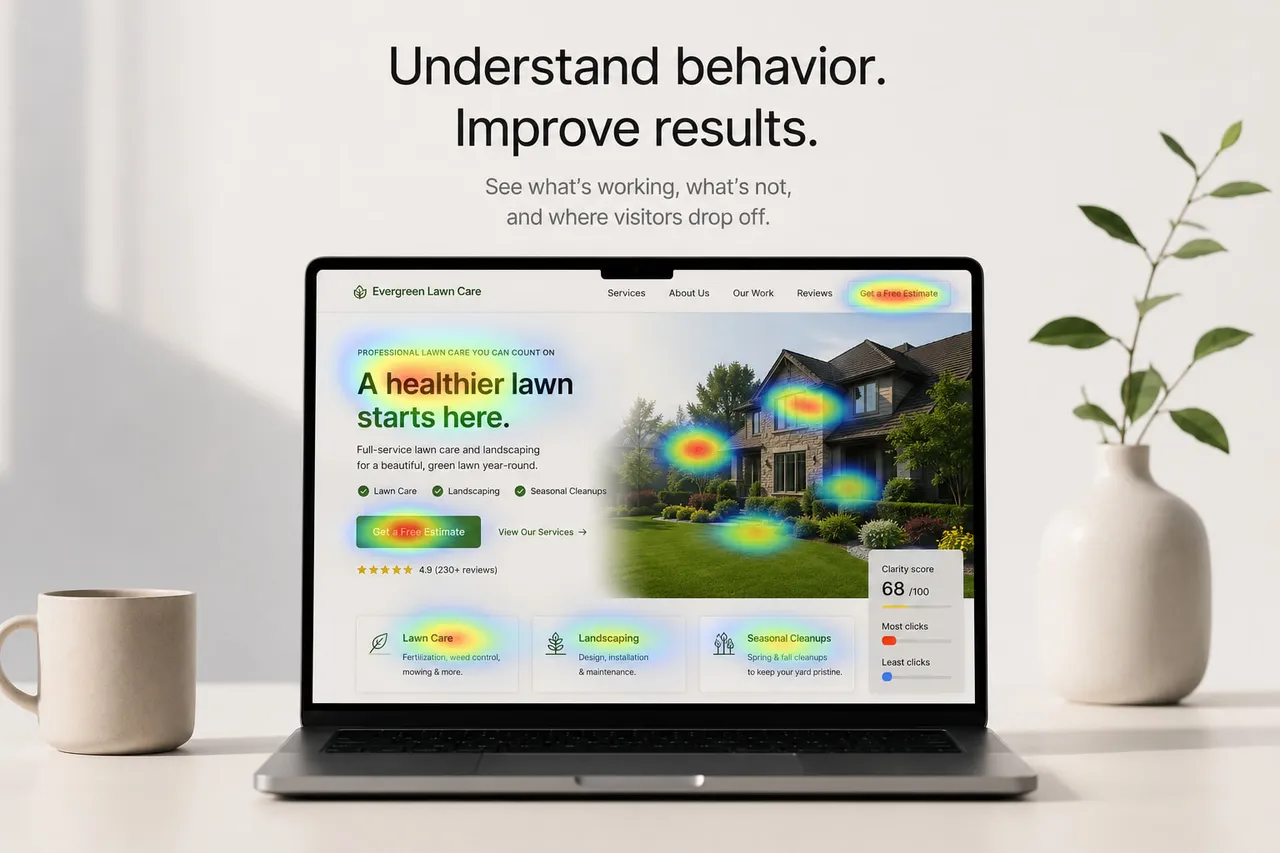Modern design with heatmap insights on a laptop screen.