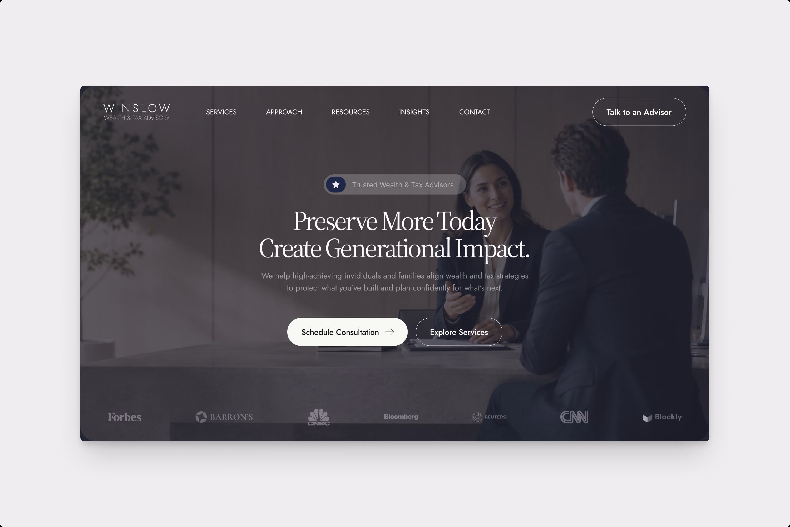 Winslow Wealth Advisory homepage preview